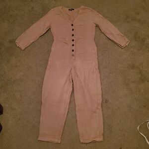 Madewell Beige Button-Front Jumpsuit
